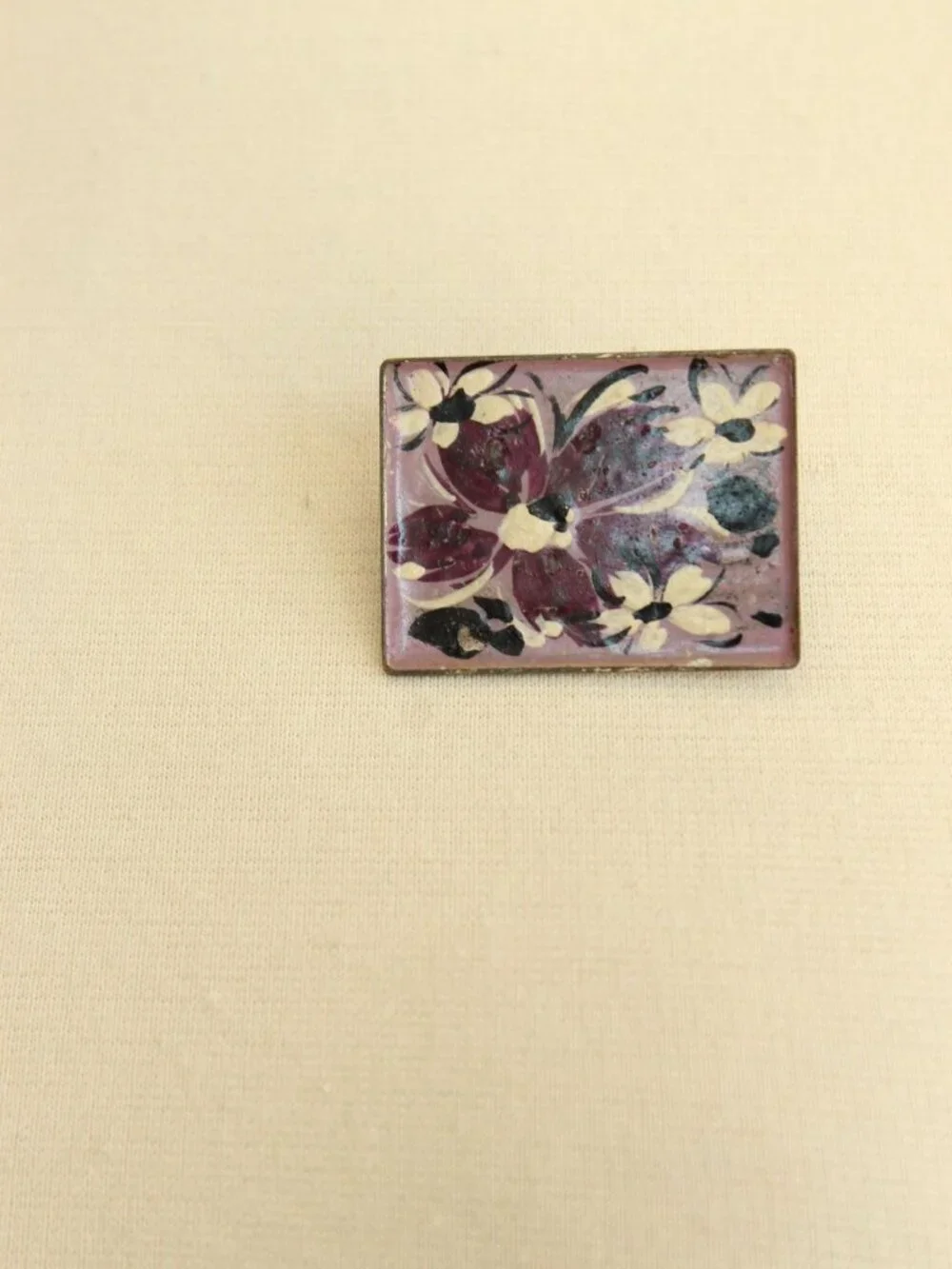 Vintage 1920s 1930s Brooch, Purple Flower Antique Edwardian Clothing Pin, Looped